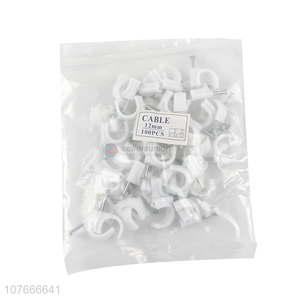 Wholesale white round electric wire cable clips with steel nail 