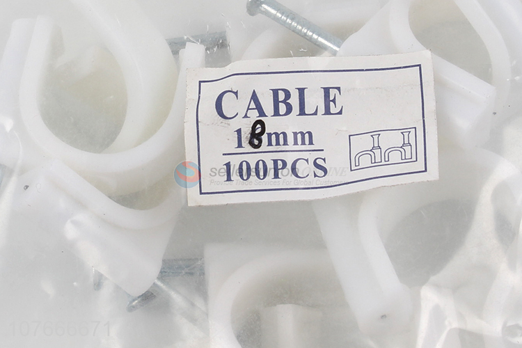 PE material circle cable clips electrical wire nail cable clip