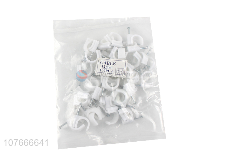 Wholesale white round electric wire cable clips with steel nail 