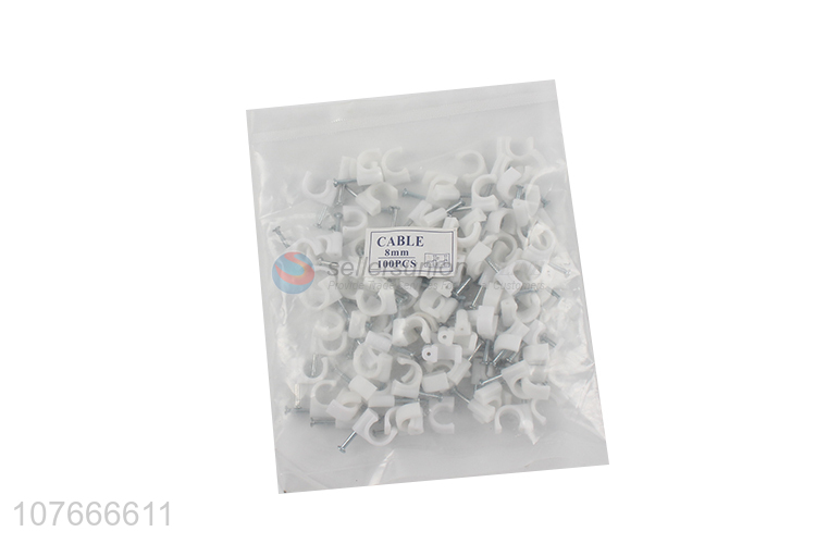 Good quality durable white cable clips with steel nalis
