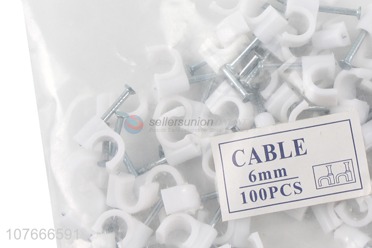 Durable white plastic cable clips with top quality