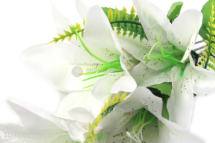 High quality decorative 5 heads plastic flower fake bouquet
