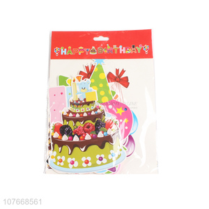 Wholesale paper birthday cake pull flag pendant cartoon birthday banner