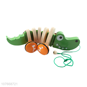 High Quality Cartoon Tractors Animals Crocodile Pull Rope Toy