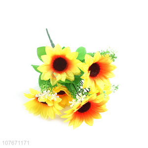 Cheap price 6head yellow decorative artificial flower