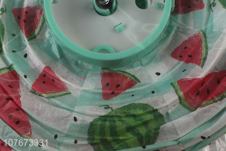 Best Sale Watermelon Pattern Round Paper Lantern With LED Light