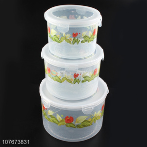 Top Quality 3 Pieces Round Plastic Preservation Box Kitchen Food Storage Box Set