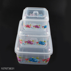 Promotional 3 Pieces Square Plastic Food Storage Container Preservation Box Set