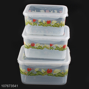 Best Price 3 Pieces Transparent Plastic Preservation Box For Kitchen Food Storage
