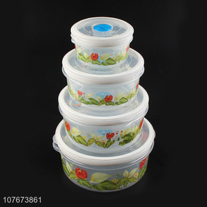 Good Sale 4 Pieces Round Preservation Box Plastic Food Storage Fresh Box Set