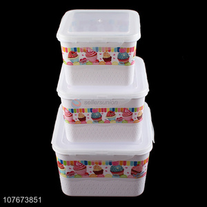 Cheap Price 3 Pieces Square Preservation Box Plastic Food Storage Box Set
