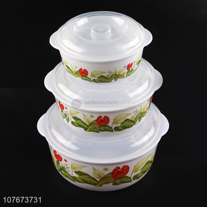 Best Price 3 Pieces Round Plastic Food Storage Container Preservation Box Set