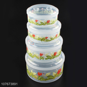 Best Selling 4 Pieces Round Preservation Box Plastic Food Container Set