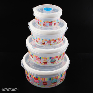 Wholesale Good Quality 4 Pieces Round Preservation Box Food Sealed Container