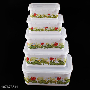 Custom 5 Pieces Plastic Preservation Box Kitchen Food Storage Box Set