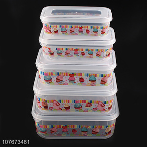 Best Sale 5 Pieces Plastic Rectangle Preservation Box Food Sealed Container