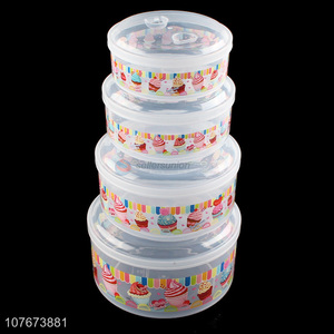 Factory Wholesale 4 Pieces Round Food Fresh Preservation Box Set