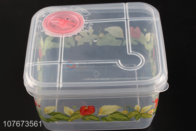 Wholesale Flower Pattern 3 Pieces Plastic Square Preservation Box Set