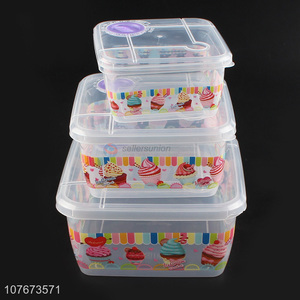 High Quality 3 Pieces Transparent Plastic Food Storage Container Preservation Box Set