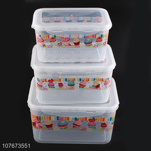 Fashion Printing 3 Pieces Rectangle Preservation Box With Lids Set