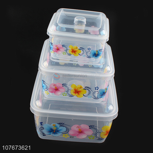 High Quality 3 Pieces Plastic Preservation Box Kitchen Transparent Food Storage Box Set
