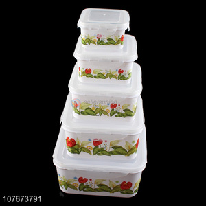 Latest 5 Pieces Plastic Square Preservation Box Set Fashion Kitchen Containers