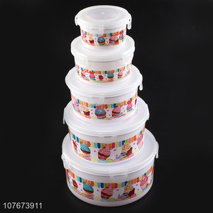 New Arrival 5 Pieces Plastic Food Storage Container Preservation Box Set For Kitchen