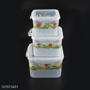 Good Quality 3 Pieces Preservation Box Plastic Food Container Set