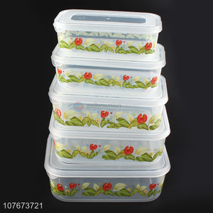 Hot Sale 5 Pieces Plastic Preservation Box Food Storage Box Set