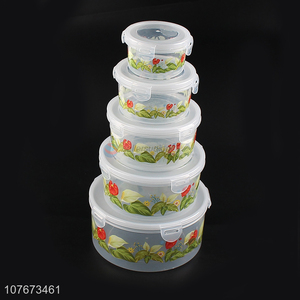 Wholesale 5 Pieces Round Food Storage Container Preservation Box Set