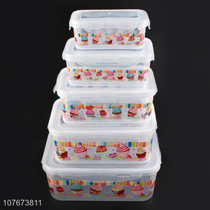 Popular Household 5 Pieces Plastic Food Fresh Container Preservation Box Set