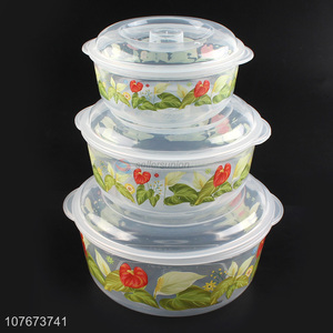 Wholesale 3 Pieces Round Clear Plastic Food Preservation Box Food Container