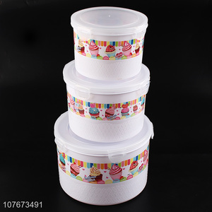 New Design 3 Pieces Large Capacity Round Food Fresh Preservation Box Set