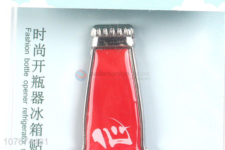 Creative design bottle shape fridge magnet bottle opener