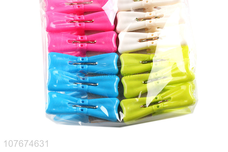 Color bow design clothespins windproof underwear clip color plastic clip 12 packs