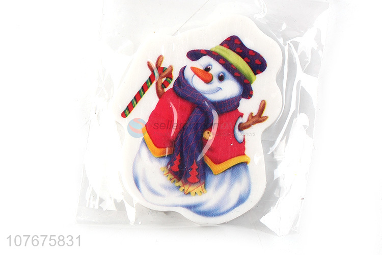 Top seller kids stationery cartoon snowman shape eraser