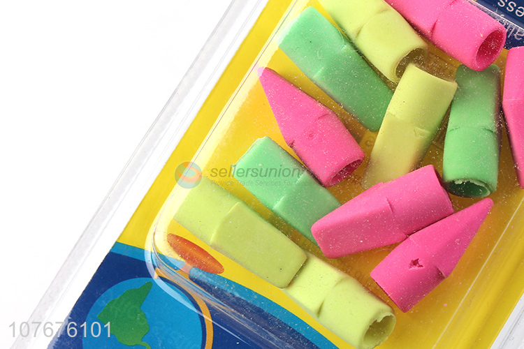 Low price children stationery colorful pencil cap eraser