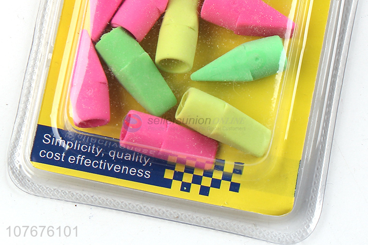 Low price children stationery colorful pencil cap eraser