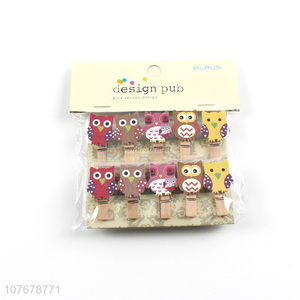 Wholesale home furnishings shop decoration cartoon owl wooden clip