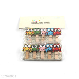 Mini wooden clamp wooden products cartoon color frog head wooden clamp