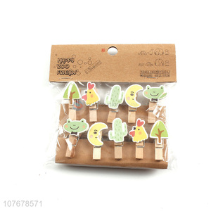 Hot selling cartoon wooden clip creative card holder handmade wooden clip
