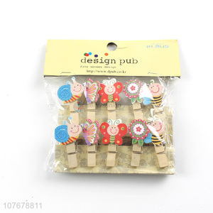 Popular mini wooden clip creative card holder cartoon wooden clip
