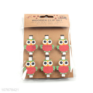 Wholesale home furnishings shop decoration cartoon owl wooden clip