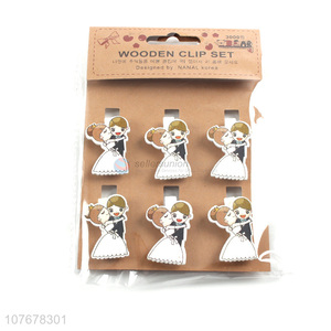 Creative wedding party decoration photo clip wooden bride and groom wooden clip