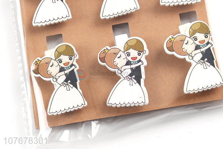 Creative wedding party decoration photo clip wooden bride and groom wooden clip