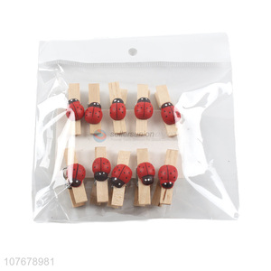 New cartoon patch clip seven-star ladybug wooden clip set