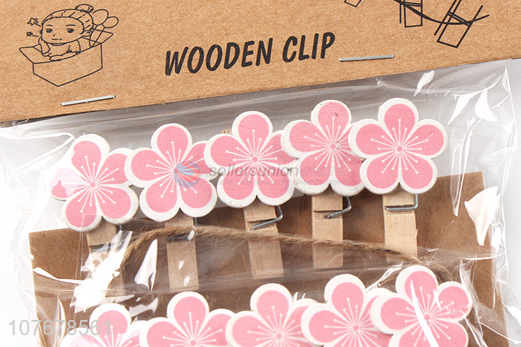 Popular cartoon wooden clip creative card holder Peach blossom wooden clip