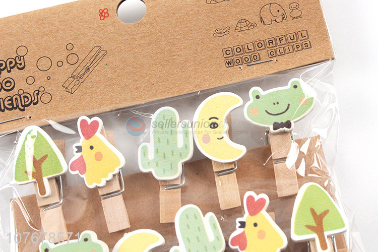 Hot selling cartoon wooden clip creative card holder handmade wooden clip