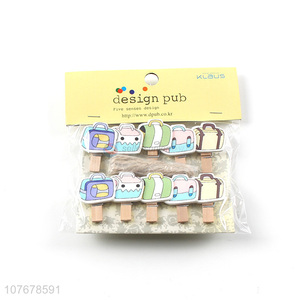 Newly launched cartoon patch clip green color wood clip set