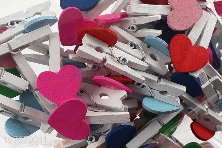 Supply creative cartoon photo clip color peach heart wooden craft clip